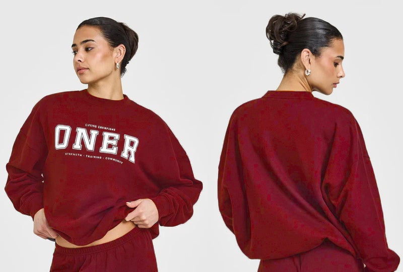 Oner New Round Neck Oversize Fleece-lined Cotton Sweatshirt - Versatile Sportswear for All Seasons - Image 1