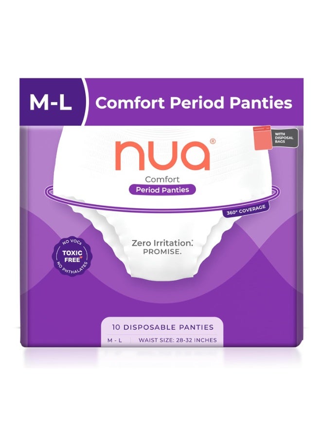 نوا سراويل الدورة الشهرية Nua Comfort للاستخدام مرة واحدة (مقاس M-L) | عبوة من 10 سراويل | للاستخدام مرة واحدة | تغطية 360 درجة | لا تسبب تهيجًا | راحة مضاعفة 4 مرات | مناسبة للتدفق الغزير | لا تسبب طفحًا جلديًا | مانعة للتسرب | بدون خياطة | مختبرة من قبل أطباء الجلدية 100% - Image 1