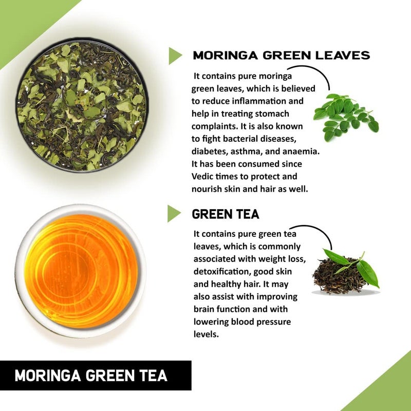TEACURRY Moringa Green Tea - 15 Tea Bags | Helps with Cholesterol, Blood Pressure | Moringa Green Tea for Weight Loss Management | 100% Natural - Image 2