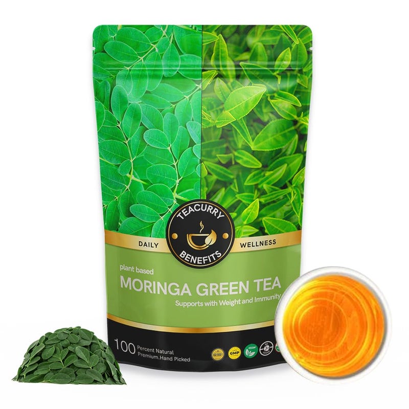 TEACURRY Moringa Green Tea - 15 Tea Bags | Helps with Cholesterol, Blood Pressure | Moringa Green Tea for Weight Loss Management | 100% Natural - Image 1