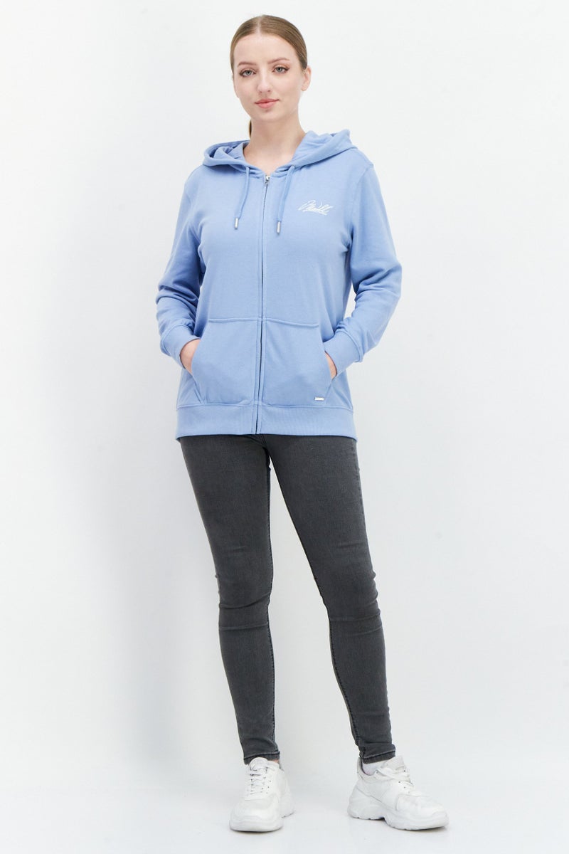 O'NEILL Women Hooded Long Sleeve Embroidered Logo Sweatshirt, Light Blue - Image 2