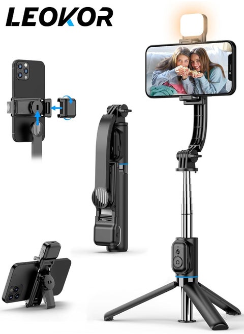 42" Selfie Stick Tripod with Fill Light,Extendable All-in-1 Phone Tripod Stand with Remote/Phone Holder/Cell Phone Tripod Stand,for Taking Selfie Photo /Videos /Vlog During Travel