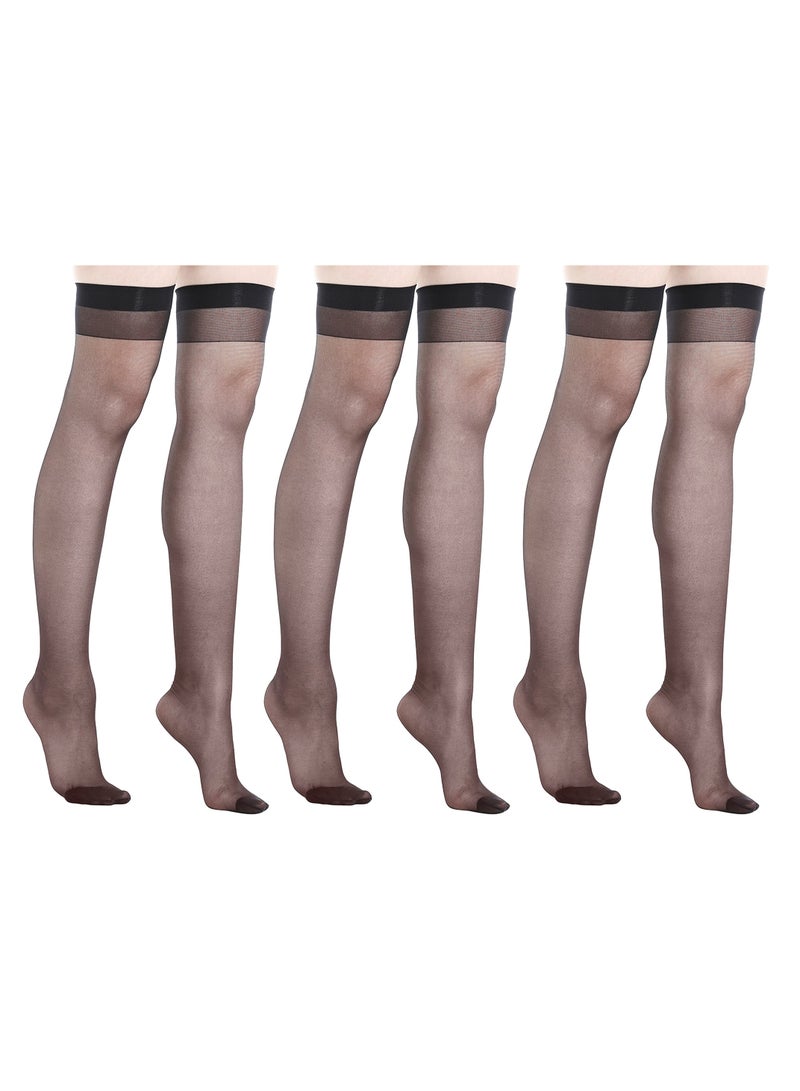 BYC WOMEN'S THIGH HIGH STOCKING (PACK OF 3) - FREE SIZE - BLACK  - Image 1