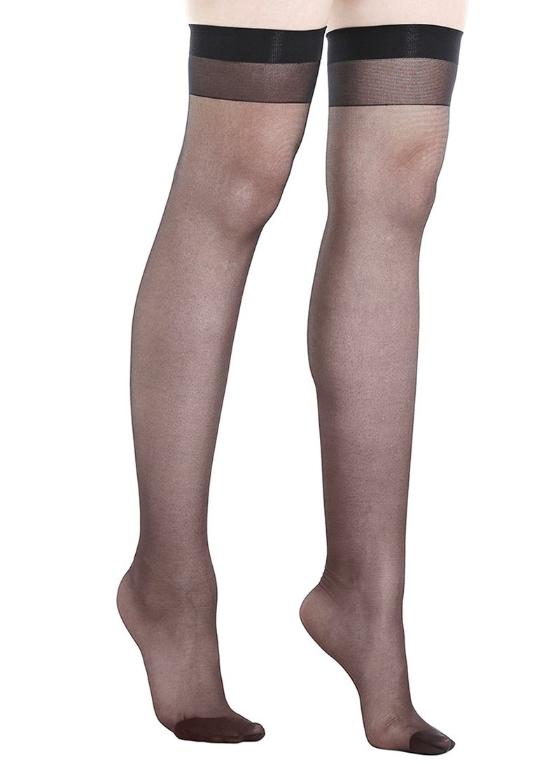 BYC WOMEN'S THIGH HIGH STOCKING (PACK OF 3) - FREE SIZE - BLACK  - Image 2