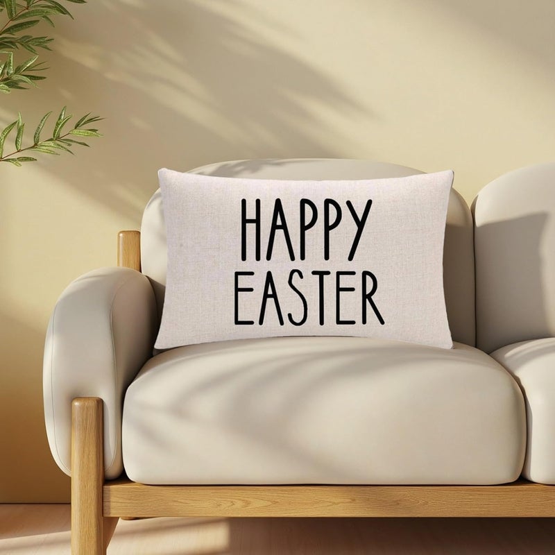 2 Easter Bunny Pillows: Linen Cushions, Home and Car Decor - Image 3
