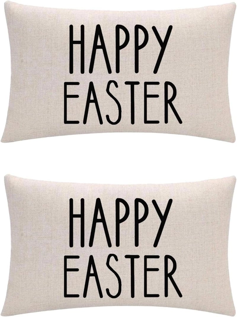 2 Easter Bunny Pillows: Linen Cushions, Home and Car Decor - Image 1