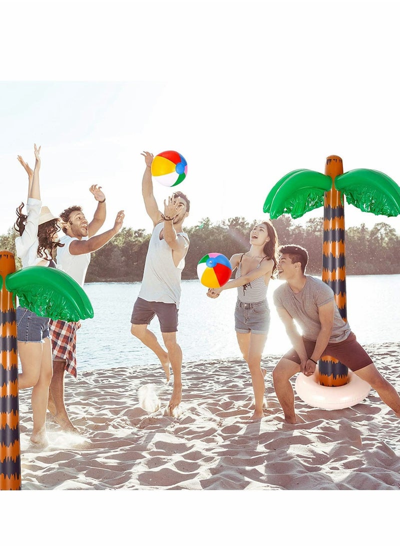 Excefore - Hawaiian Party Toys Set, 8Pcs Inflatable Palm Trees Flamingos Toys Inflatable Banana Beach Balls Inflatable Dolphin for Hawaii Party Summer Party Decor Beach Pool Backdrop Pool Party Supplies - Image 1