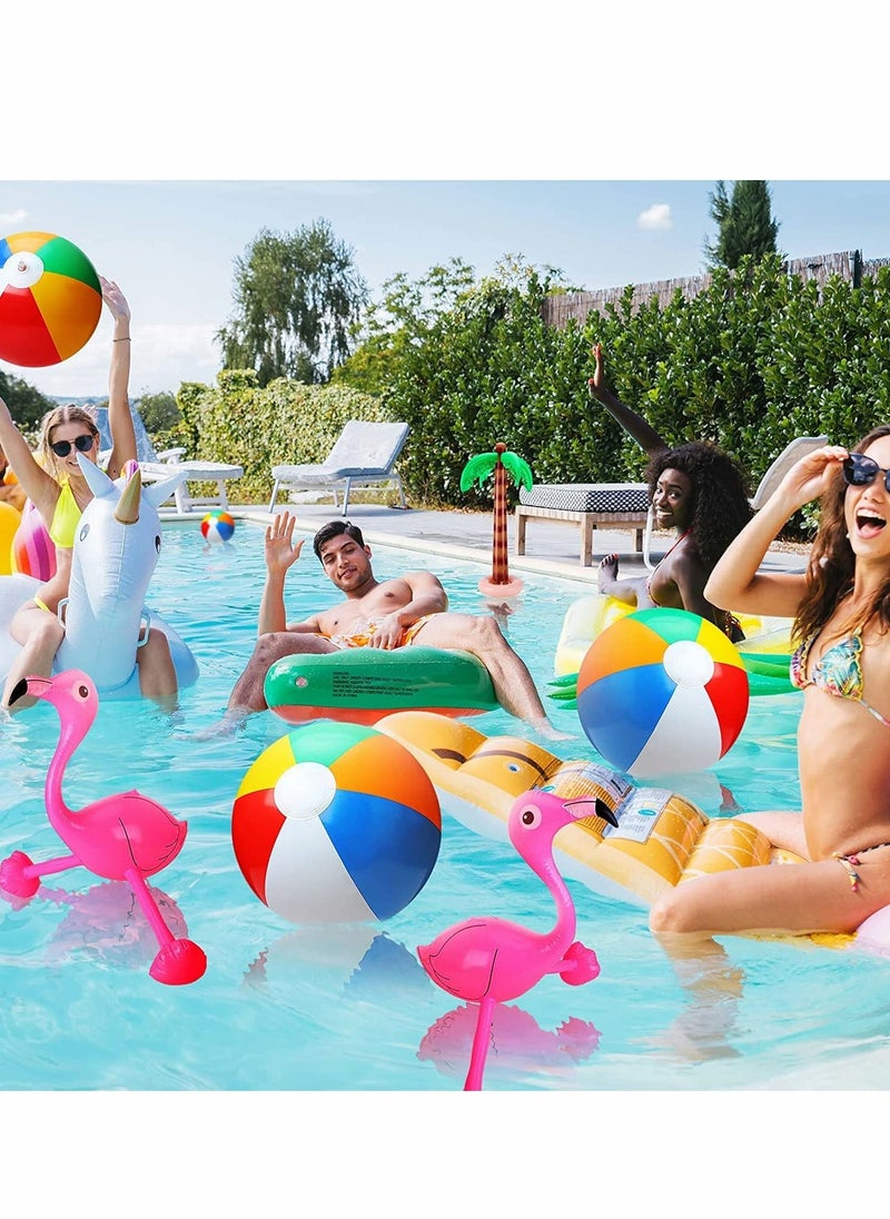 Excefore - Hawaiian Party Toys Set, 8Pcs Inflatable Palm Trees Flamingos Toys Inflatable Banana Beach Balls Inflatable Dolphin for Hawaii Party Summer Party Decor Beach Pool Backdrop Pool Party Supplies - Image 1