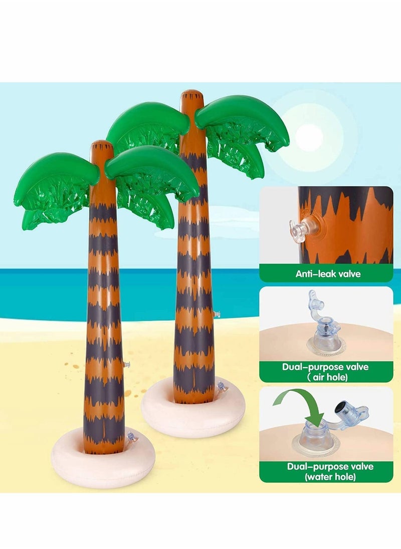 Excefore - Hawaiian Party Toys Set, 8Pcs Inflatable Palm Trees Flamingos Toys Inflatable Banana Beach Balls Inflatable Dolphin for Hawaii Party Summer Party Decor Beach Pool Backdrop Pool Party Supplies - Image 1