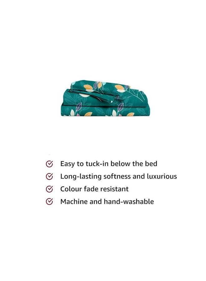 BSB HOME BSB HOME Premium Forever Modern Style Glace Cotton Floral Luxurious Beautiful Soft Comfort Designer Floral Pattern 1 Single Size Bed bedsheet and 1 Pillow Cover- Dark Green  - Image 4