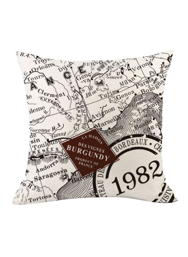 نيبمينينت غطاء وسادة ديكور بطبعة خريطة بيج/أبيض/بني 45x45سم