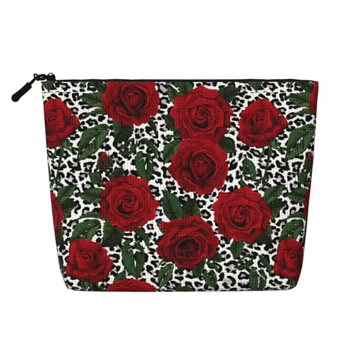 MINIOZE Flower Floral Rose Red Leaf Cute Green Makeup Bag Travel Cosmetic Bag Organizer Toiletry Bag Make Up Bags For Women Girls Large Light - Image 1