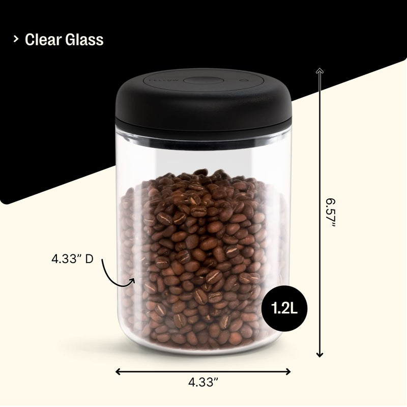 Fellow Atmos Vacuum Coffee Canister & Food Storage Container - 1.2 Liter Canister holds up to 16 oz of Coffee Beans - Airtight Food Storage Containers - Coffee Containers - 1.2 Liter - Clear Glass - Image 5
