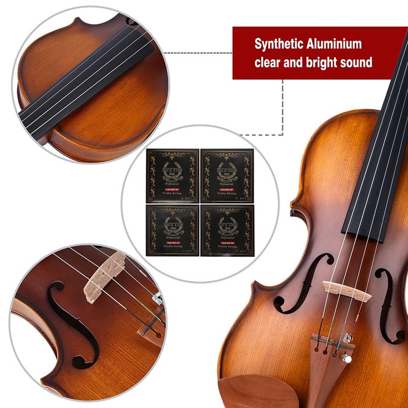 Rhythm Violin Set for Beginners,Acoustic Violins Starter Kit Package for Student,Beginners Fiddle with Hard Case, Rosin, Shoulder Rest, Bow, and Extra Strings (MATTE, Full) - Image 4
