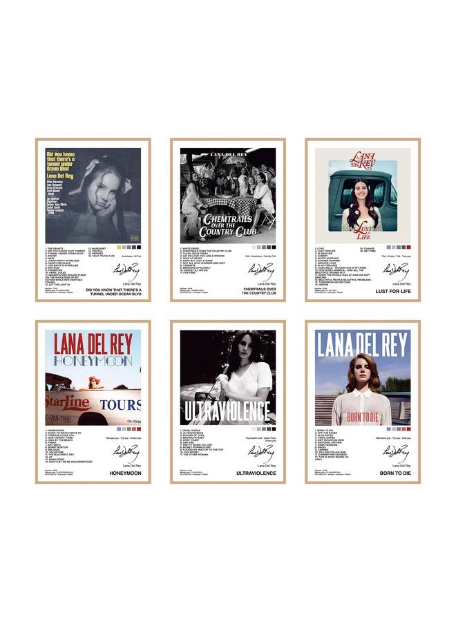 CodersParadise Lana Del Rey Music Album Posters - Pack Of 6 | 8 x 12 Inches (A4 Size) Art Wall Posters | Glue Dots Included | Aesthtetic Wall Art For Bedroom, Living Room And Office - Image 1