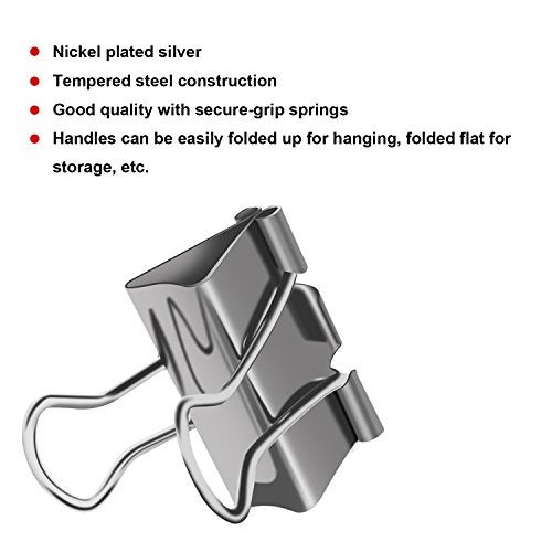 Universal metal clips Nctinystore Binder Clips Little a bit Smaller Than Medium Clips Metal Clamp 1-in / 25-mm (Silver, 24-Count) - Image 5