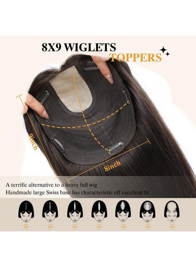 يامي وصلات شعر YAMI للنساء من شعر بشري حقيقي 8 × 9 بوصة وصلات شعر فروة الرأس من شعر بشري حقيقي 100% للنساء مع غرة قطع شعر 15 بوصة للنساء اللاتي يعانين من تساقط الشعر أو الشعر الخفيف (بني غامق) - Image 5