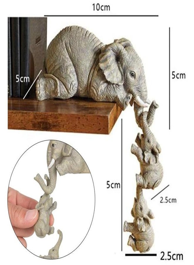 YWHWLX 3 Set Elephant Shelf Sitter Figurines, Mother Elephant Hanging Baby Elephants, Mantelpiece Decoration, Elefante Statue Sculpture Resin Figurines for Home Decor - Image 2