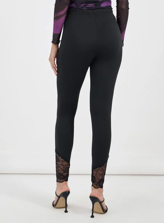 Styli Lace Hem Insert Detail Leggings
