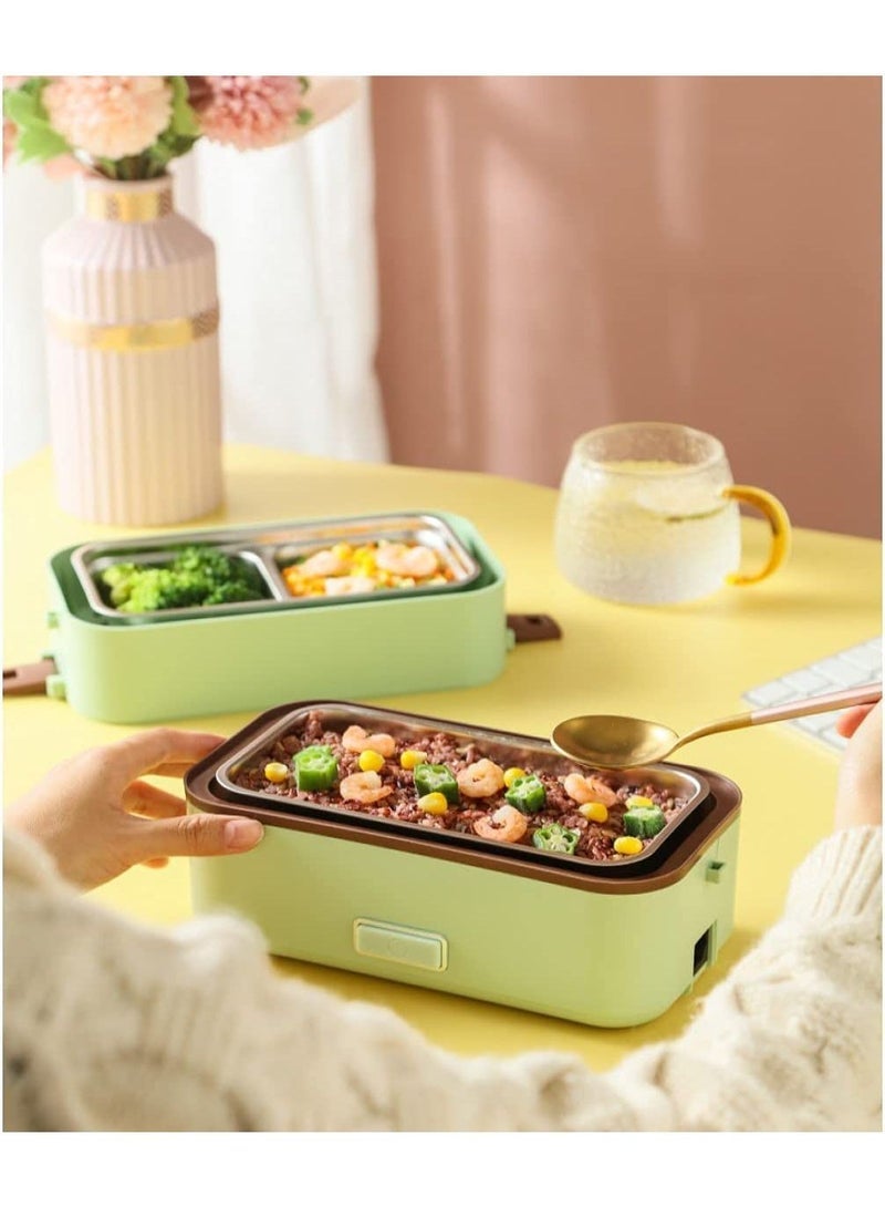MIXDE Electric Heating Lunch Box, Self Cooking Mini Rice Cooker, 2 Tier Steamer Lunch Box for Home Office School Travel Cooking Raw Food - Image 5