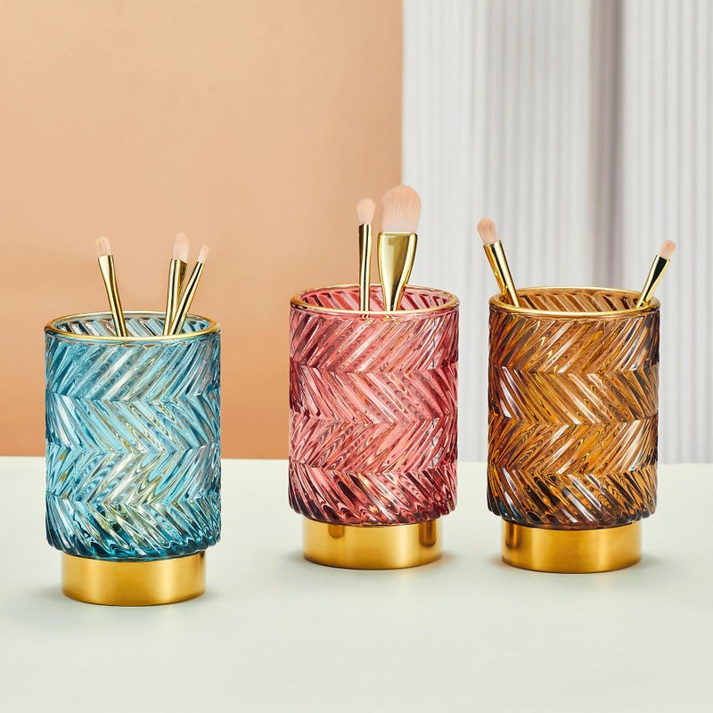 LEICURACE Makeup Brush Holder Organizer,Toothbrush Holders,Desk Pen Pencil Holder,Multifunctional Vintage Glass Brush Cupï¼ˆA40-4-USï¼‰ - Image 4