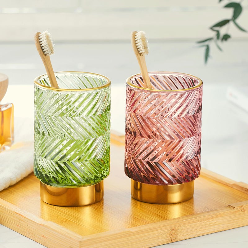 LEICURACE Makeup Brush Holder Organizer,Toothbrush Holders,Desk Pen Pencil Holder,Multifunctional Vintage Glass Brush Cupï¼ˆA40-4-USï¼‰ - Image 2