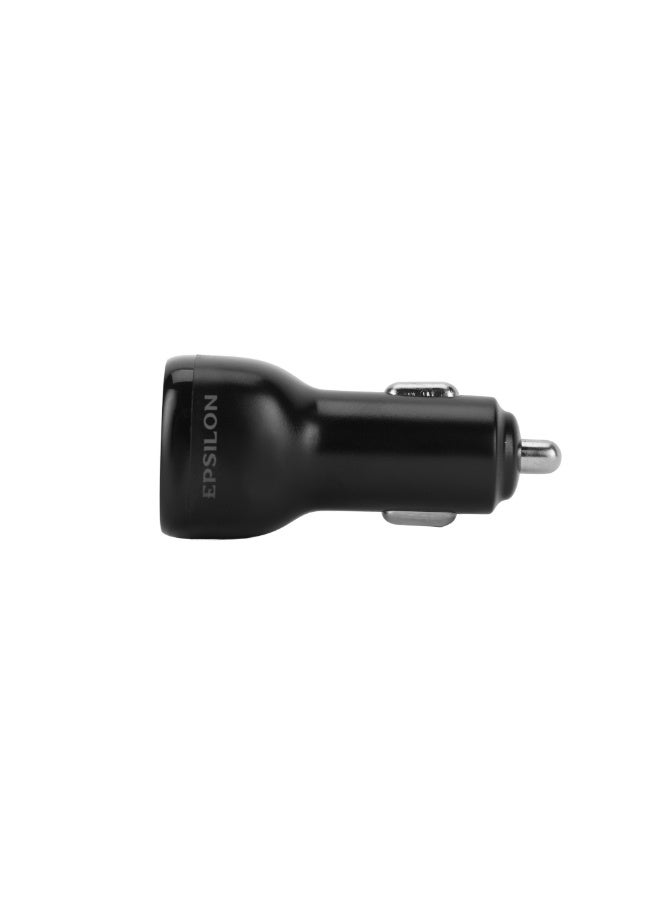 Epsilon Epsilon Car Charger- 38W Max PD and QC 3.0 Dual Port, Power Delivery, Quick Charge/ with Blue LED Indicator, 12V-32V Input, Compact and Durable/EPSCC243 | Black - Image 3