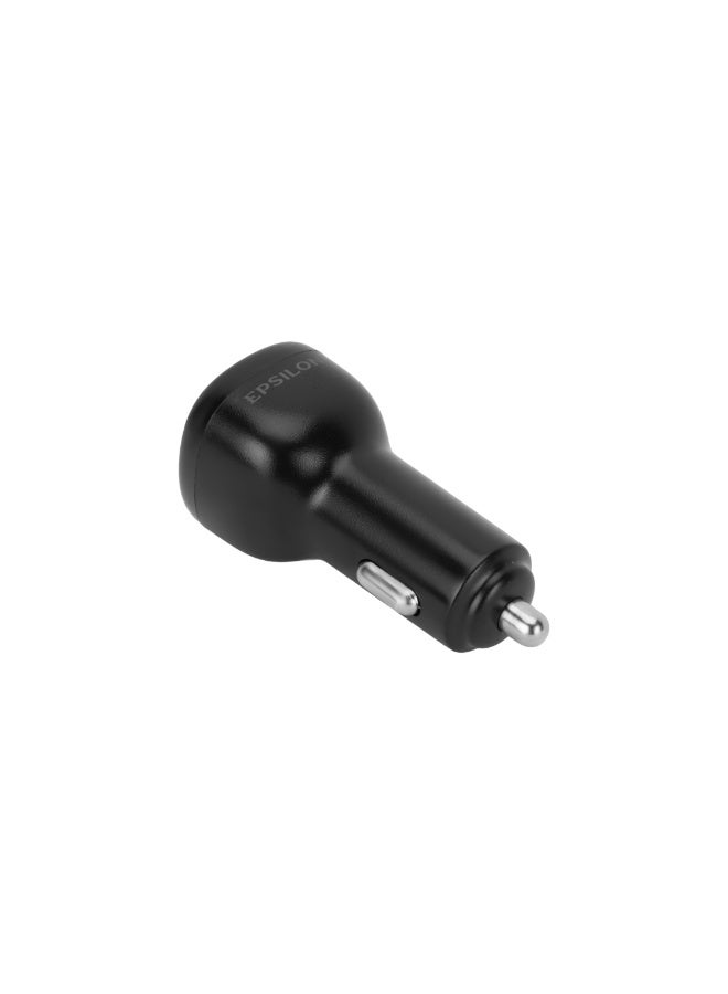 Epsilon Epsilon Car Charger- 38W Max PD and QC 3.0 Dual Port, Power Delivery, Quick Charge/ with Blue LED Indicator, 12V-32V Input, Compact and Durable/EPSCC243 | Black - Image 2