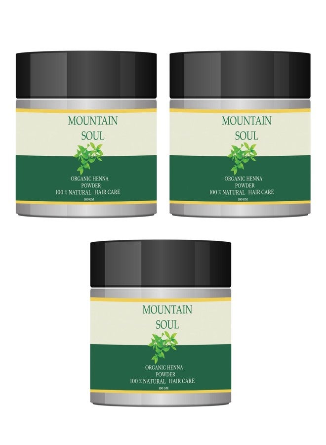 MOUNTAIN SOUL مسحوق الحناء الطبيعي للشعر من ماونتن سول - ١٠٠ غرام (عبوة من ٣) | مسحوق حناء نقي ١٠٠٪ | صبغة شعر عشبية خالية من المواد الكيميائية | تغطية الشيب | ترطيب الشعر والعناية بفروة الرأس | للرجال والنساء - Image 1