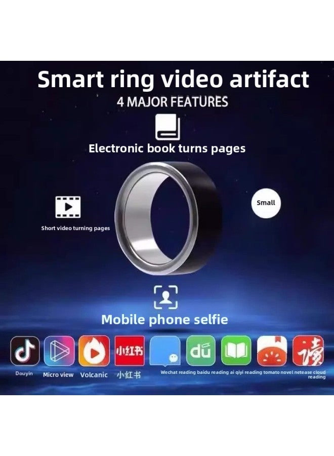 Smart Ring Bluetooth Remote Control Photo Brush Short Video E-book Page Flip Novel Music Switch Praise Ring-Color:Swipe Video-cut Song-like-selfie No. 9 Finger Circumference 59.5mm  - Image 5