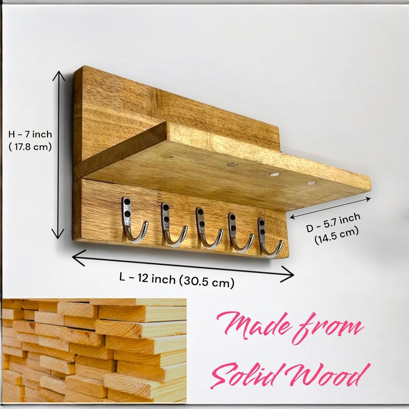 Heartily رف مفاتيح مثبت على الحائط بتصميم أنيق لغرفة المعيشة رفوف حائطية لمفاتيح المنزل مع رف لتزيين المنزل KRH1 - Image 3