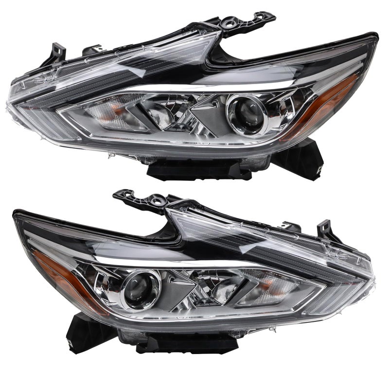 TRQ Headlight Assembly Set Headlights Driver  Passenger Side Compatible with 20162018 Nissan Altima NI2502247 NI2503247
