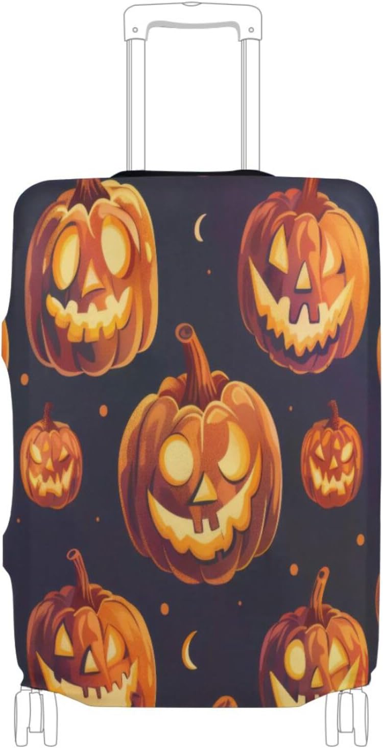 Halloween Pumpkin Luggage Cover for Suitcase, Elastic Travel Protector with Zipper, Washable Anti-Scratch Dustproof Luggage Sleeve Fits 29-32 Inch - Image 1