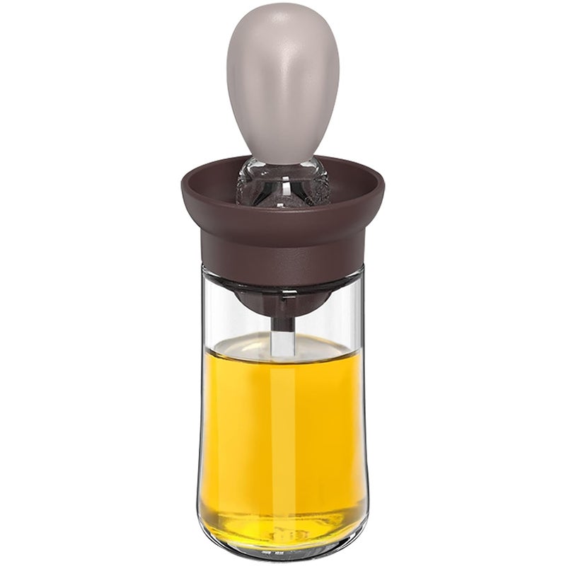 TINMIX Oil Dispenser with Brush - Glass Olive Oil Dispenser for Kitchen, 2 IN 1 Oil Dispenser Bottle with Silicone Basting Brush for Cooking Vinegar Sauce BBQ Grill Frying, T-OB21, Grey - Image 1