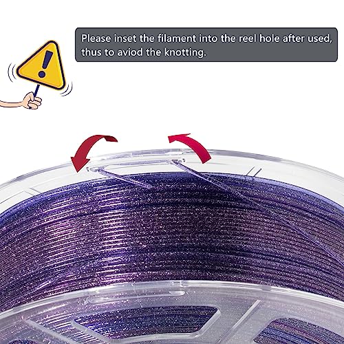 iSANMATE 3D Printer Filament Clear PLA, Multicolor Transparent Transition Glitter Filament, Gradient Purple Blue Multicolor PLA Filament, 3D Printing Filament 1KG/2.2lb, Blue Violet Galactic - Image 5