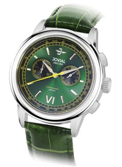 Jovial JOVIAL 9180GSLC96E Men's Leather strap Watch, 42mm, Green Dial  - Image 2