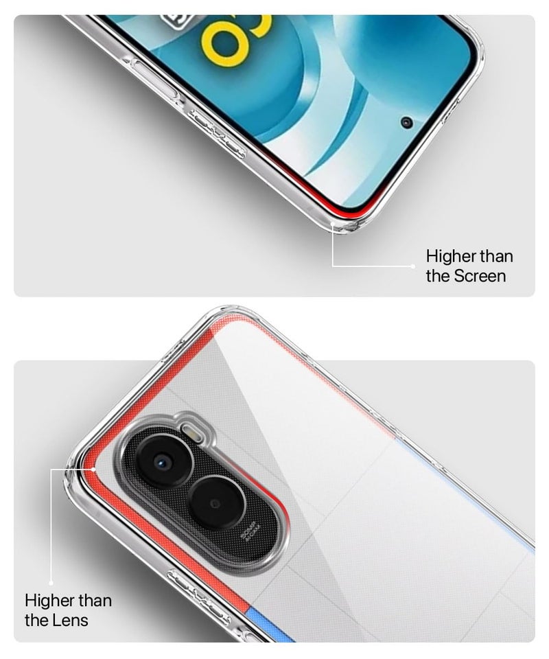 WOW IMAGINE Transparent Back Cover Case for Poco M7 Plus 5G | Raised Bumps for Full Device & Camera Protection Shockproof TPU Silicone Back Case Mobile Cover – Transparent - Image 5