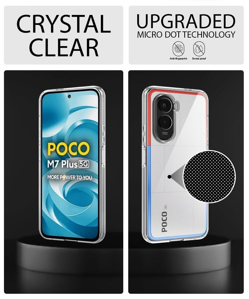 WOW IMAGINE Transparent Back Cover Case for Poco M7 Plus 5G | Raised Bumps for Full Device & Camera Protection Shockproof TPU Silicone Back Case Mobile Cover – Transparent - Image 3