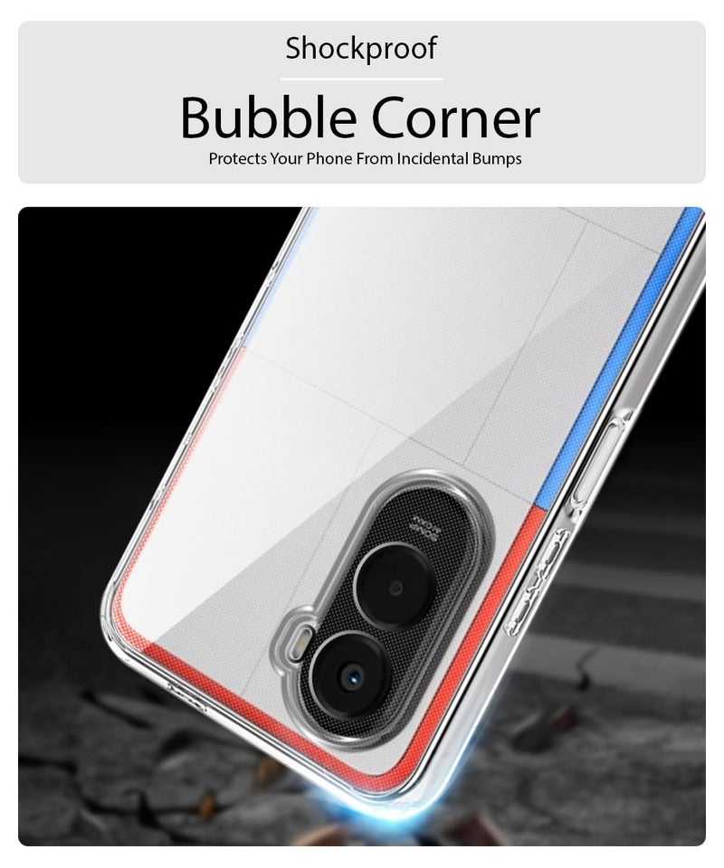 WOW IMAGINE Transparent Back Cover Case for Poco M7 Plus 5G | Raised Bumps for Full Device & Camera Protection Shockproof TPU Silicone Back Case Mobile Cover – Transparent - Image 4