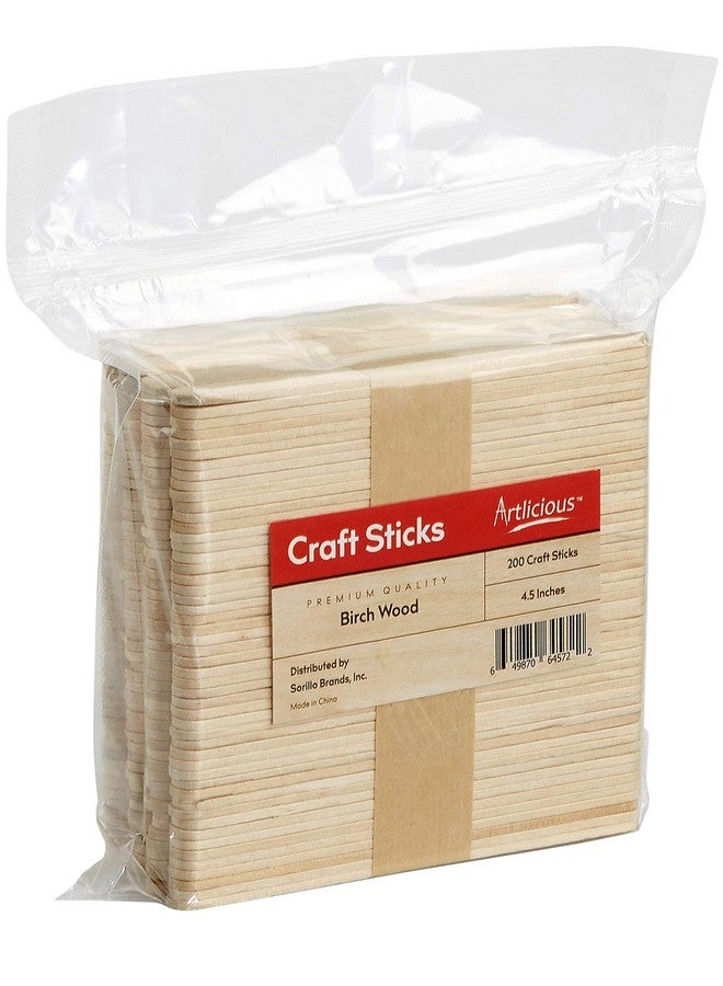 Artlicious Popsicle Sticks For Crafts 200 Pcs 4.5 Inch Wax Sticks Tongue Depressors Wood Sticks Craft Sticks Popsicle Sticks For Food Ice Cream Sticks Cakesicle Sticks - Image 1