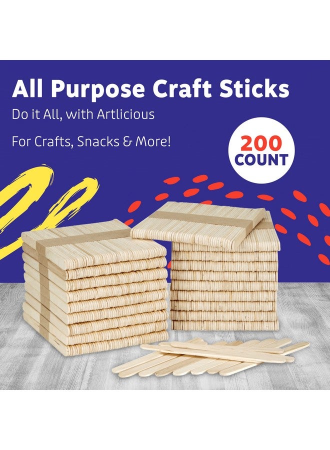 Artlicious Popsicle Sticks For Crafts 200 Pcs 4.5 Inch Wax Sticks Tongue Depressors Wood Sticks Craft Sticks Popsicle Sticks For Food Ice Cream Sticks Cakesicle Sticks - Image 2