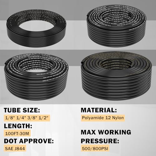 CheeMuii 156 PCS Brass DOT Air Line Fittings with 4 Roll 100FT 1/8" 1/4" 3/8" 1/2" DOT Air Lines Kit Push Lock Air Fitting Quick Connect Air Fittings with Air Hose Pneumatic Tubing - Image 3
