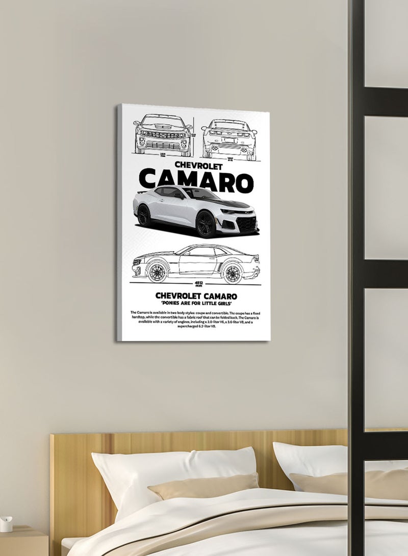LOWHA Canvas Wall Art Stretched Over Wooden Frame with Chevrolet Camaro Sports Car Design - Image 2