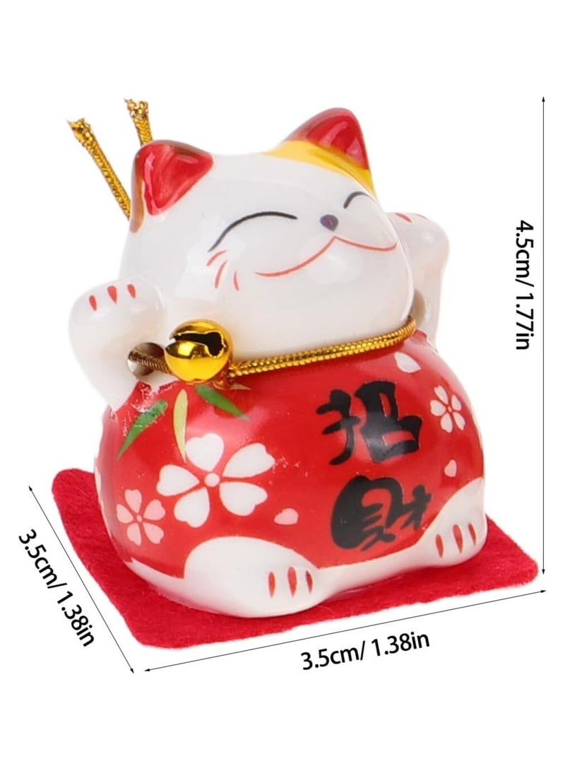 general 5 Pieces Ceramic Mini Fortune Cat Statue Japanese Smiling Waving Upright Cat Fortune Cat Statue for Home Desktop Car Decoration - Image 3