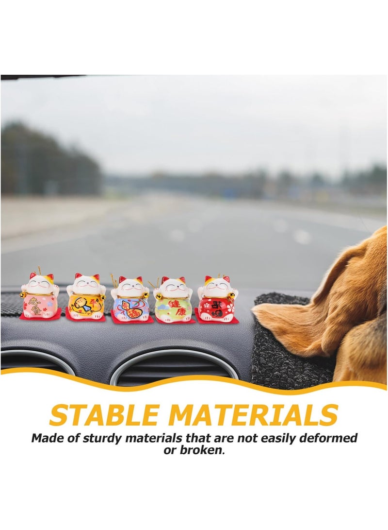 general 5 Pieces Ceramic Mini Fortune Cat Statue Japanese Smiling Waving Upright Cat Fortune Cat Statue for Home Desktop Car Decoration - Image 4