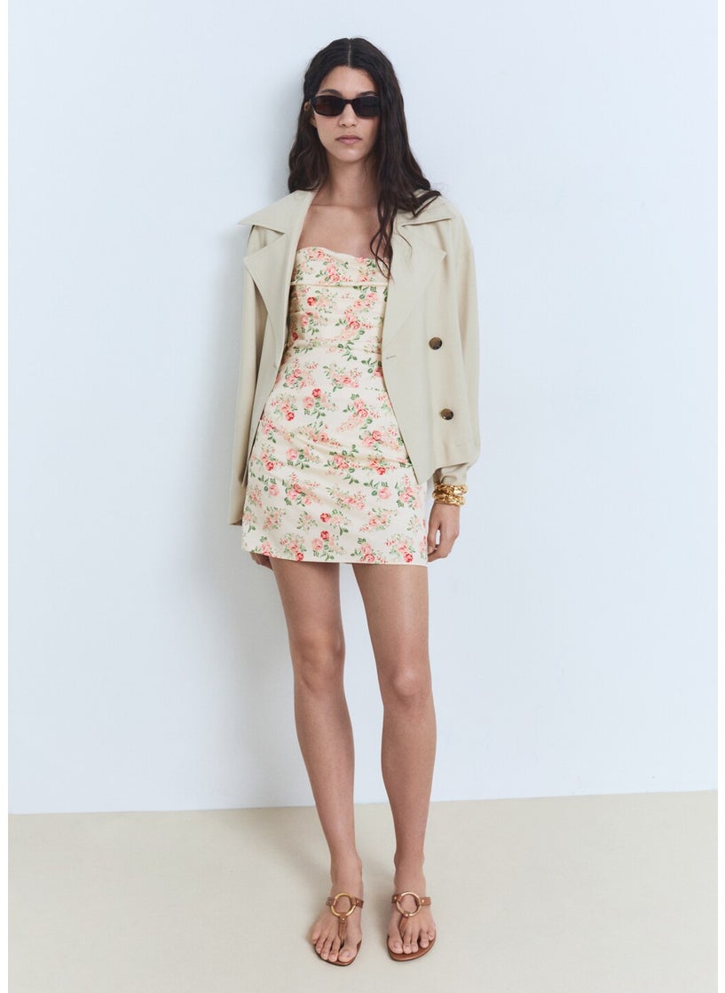 MANGO Floral Strapless Mini Dress  - Image 5