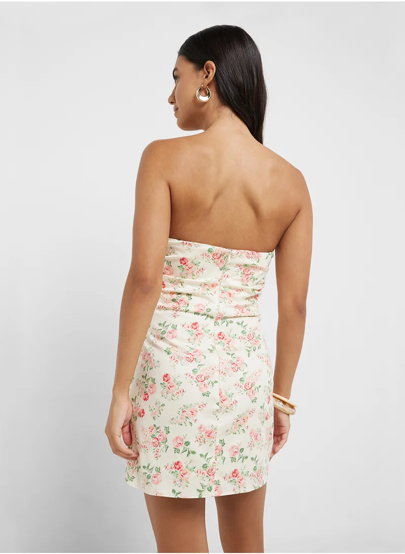 مانجو Strapless Floral Dress