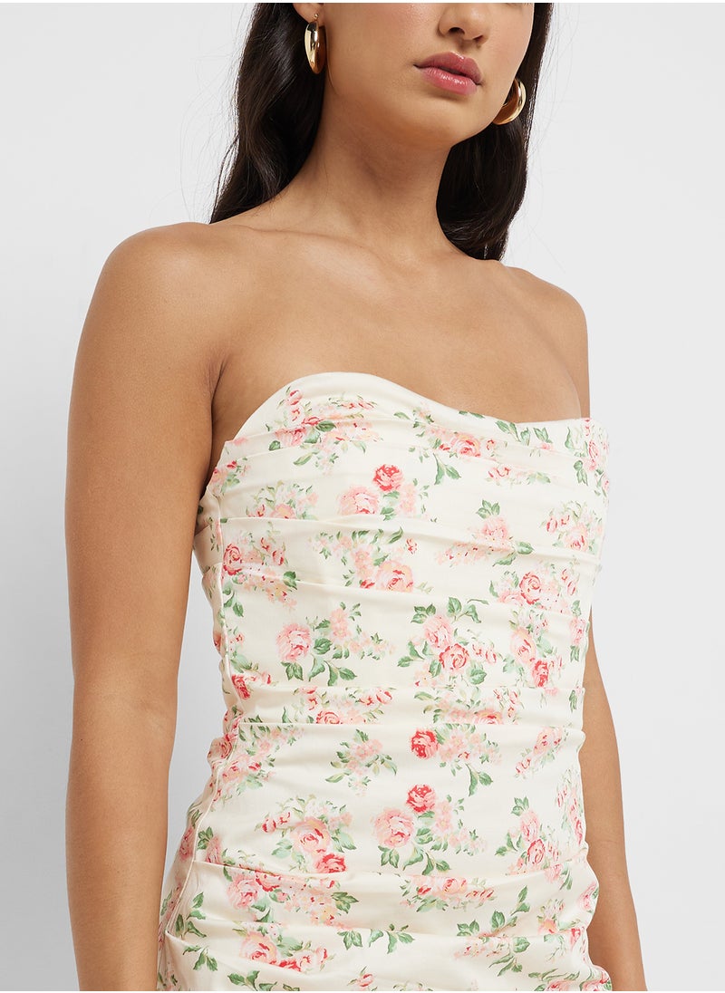 MANGO Floral Strapless Mini Dress  - Image 3