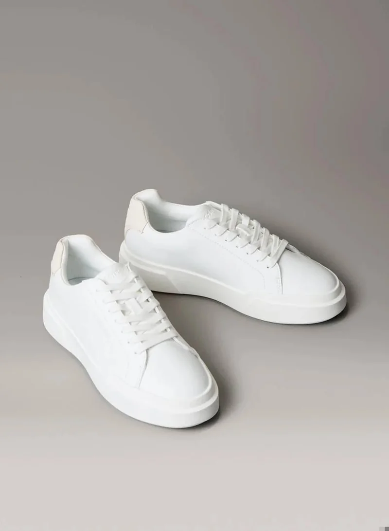 Calvin Klein Jeans Triple White CK Avenue - Smooth Leather Logo Trainers for Women | Best Price UAE