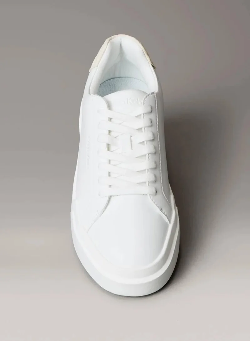 Calvin Klein Jeans Triple White CK Avenue - Smooth Leather Logo Trainers for Women | Best Price UAE